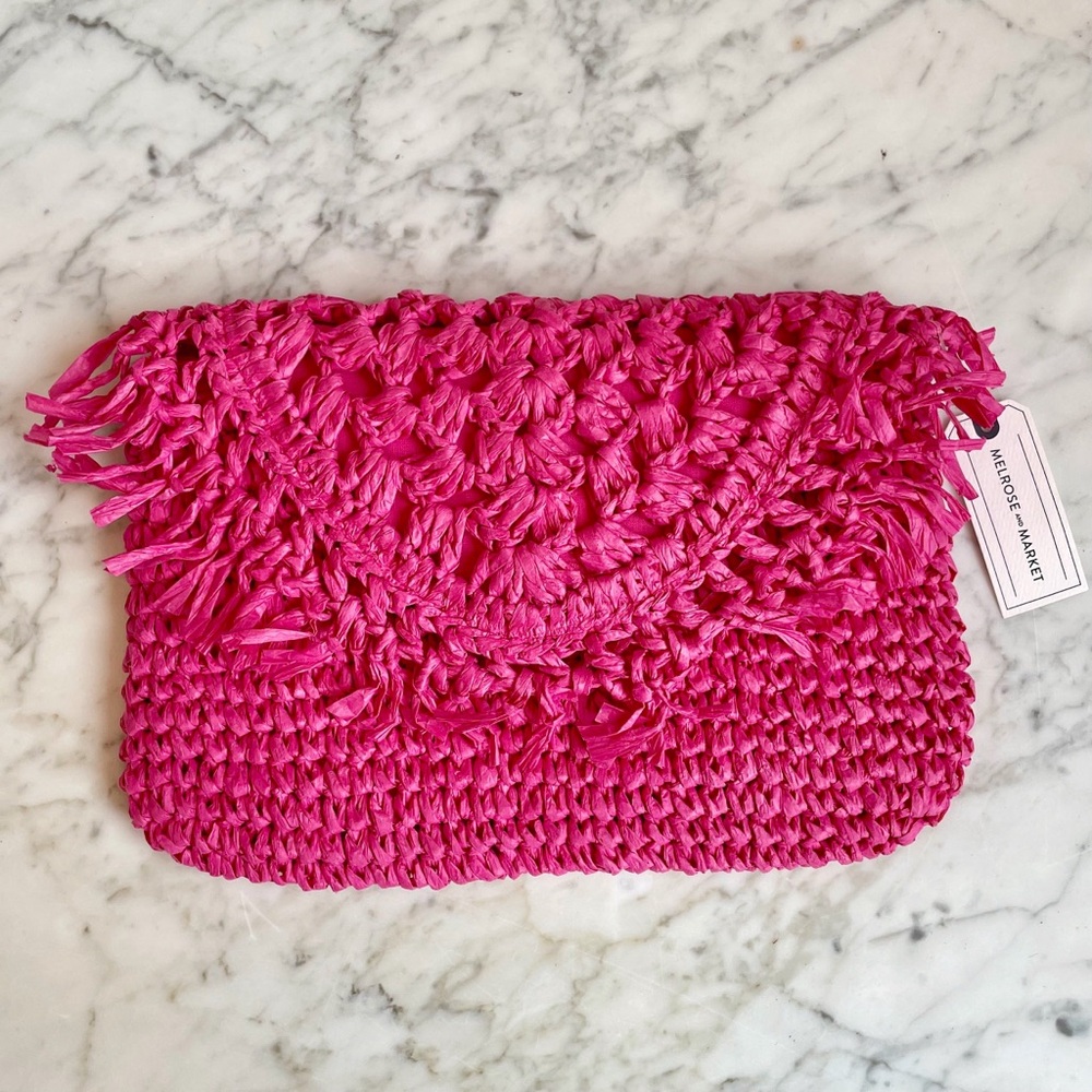 Melrose and Market Woven Raffia Clutch
